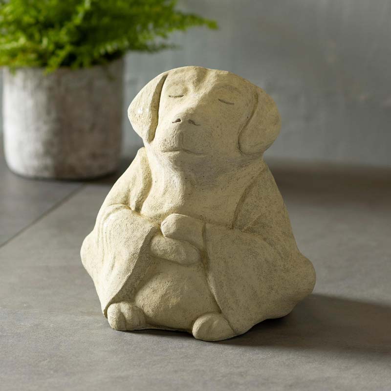 Zen Meditating Dog Sculpture (Large) - Stone
